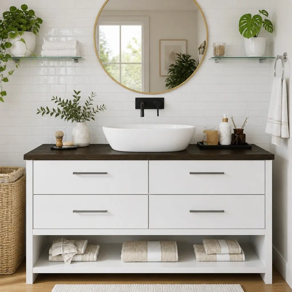 Bathroom Countertop Handmade Solid Oak Dark Brown Folding 160x50x4 cm