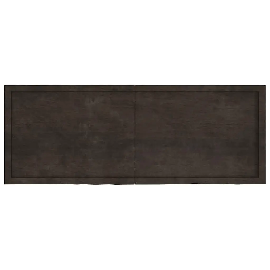 Bathroom Countertop Solid Oak Wood Dark Brown Handmade Live Edge 160x60cm