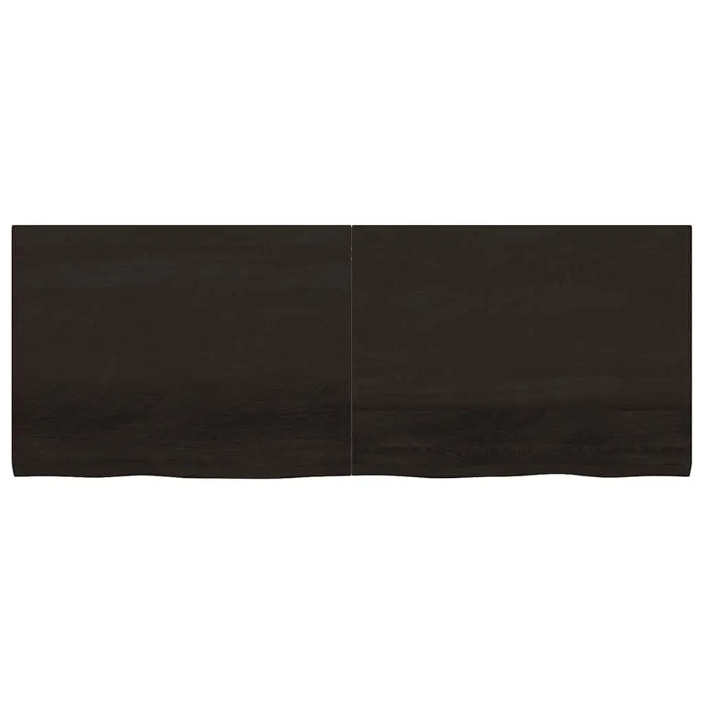Bathroom Countertop Solid Oak Wood Dark Brown Handmade Live Edge 160x60cm