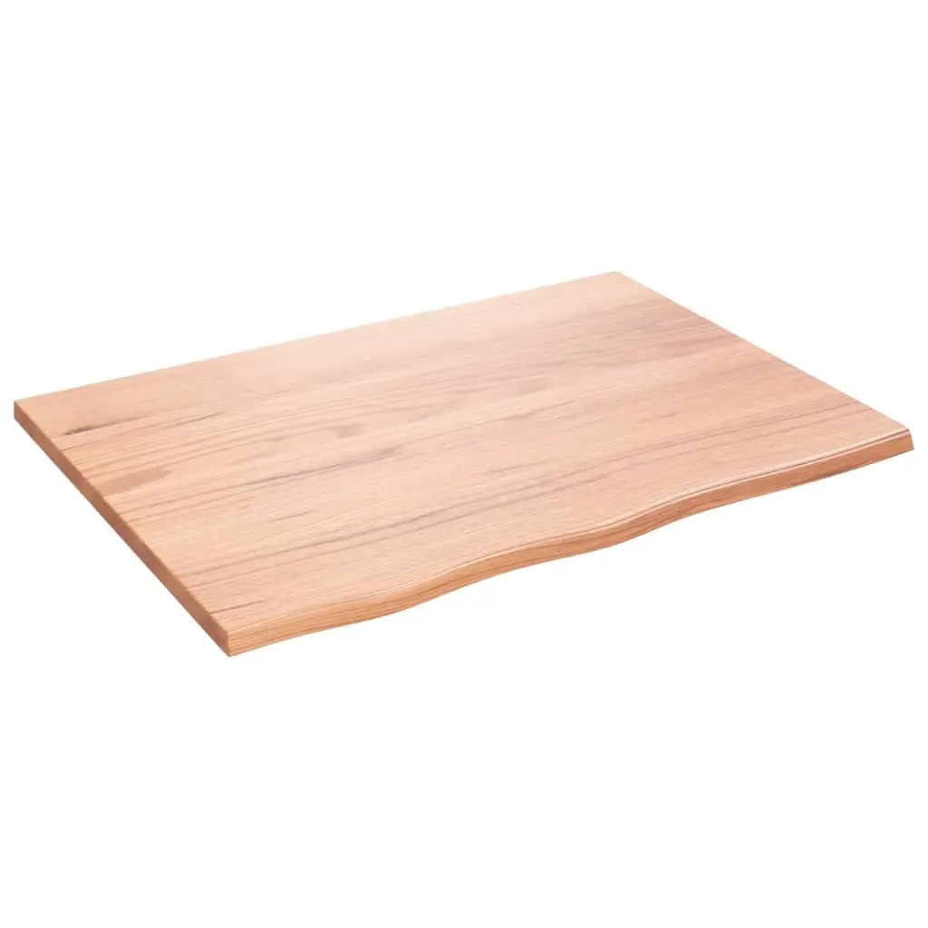 Table Top Light Brown 80x60x2 cm Treated Solid Oak Wood Replacement Desktop