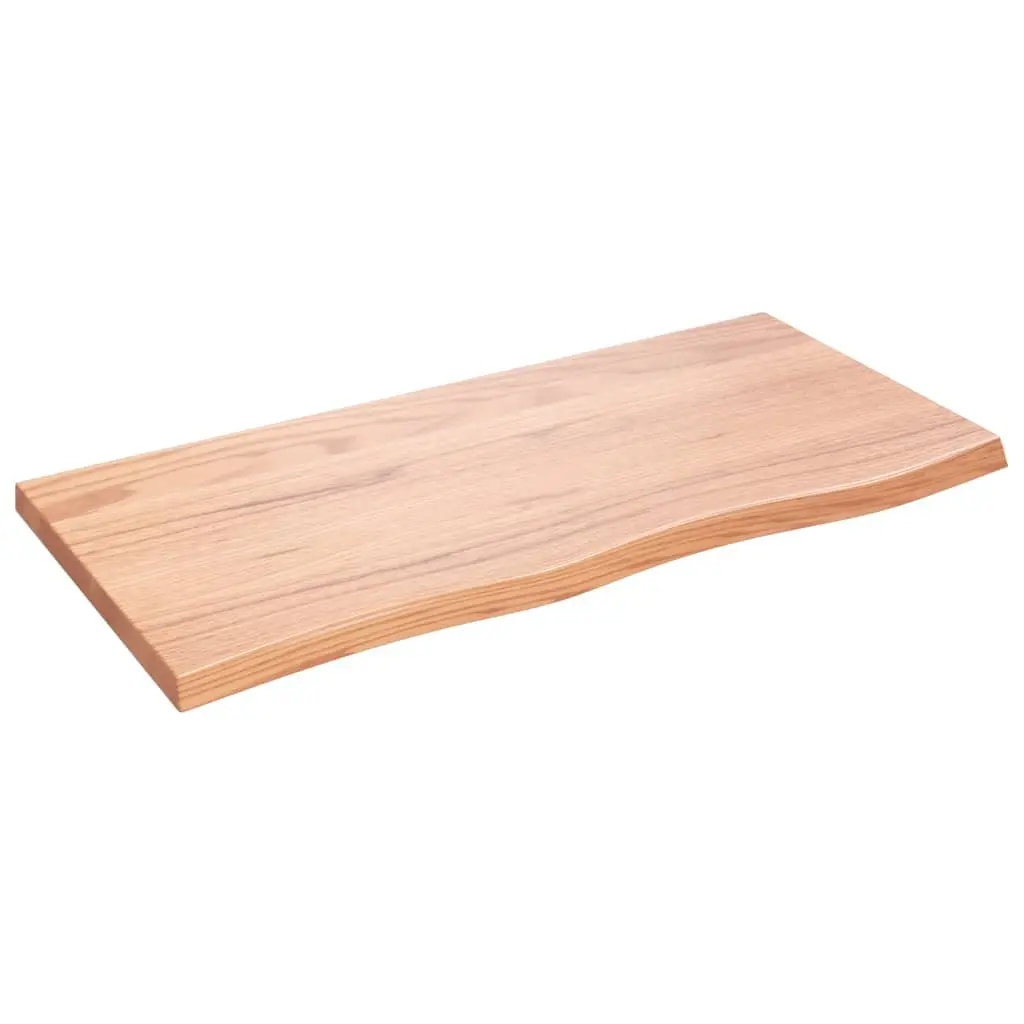 Solid Oak Wood Table Top Brown 100x50x4 cm Treated Surface Live Edge DIY