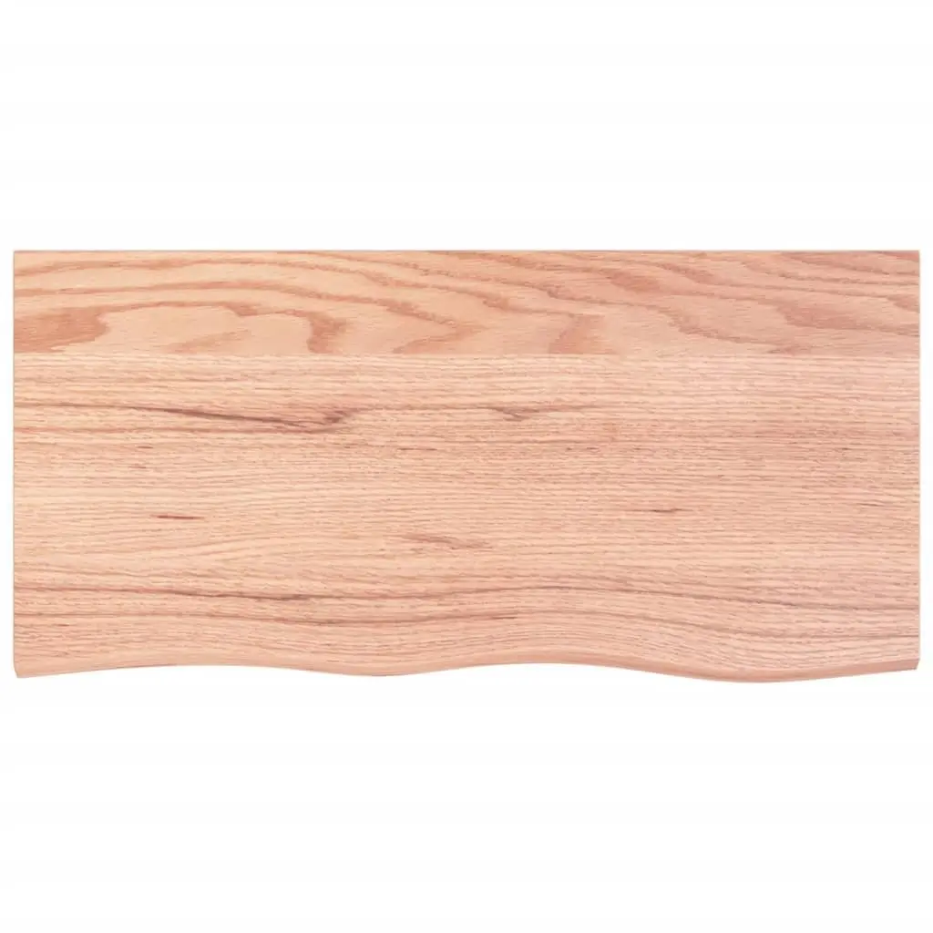 Wooden Table Top Solid Oak Brown 100x50x6 cm Treated Live Edge Handcrafted