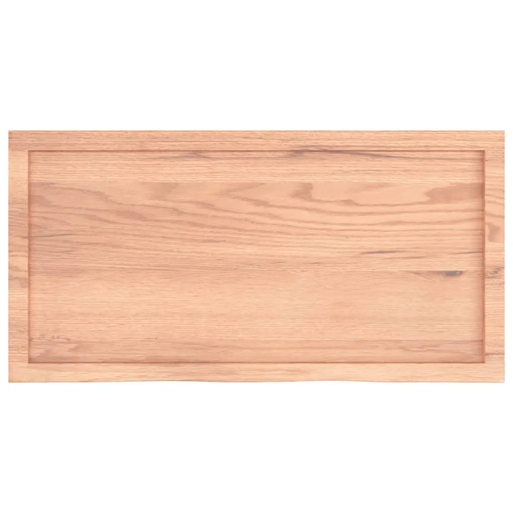 Wooden Table Top Solid Oak Brown 100x50x6 cm Treated Live Edge Handcrafted