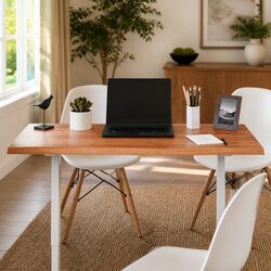 Solid Oak Wood Table Top Brown 100x60x2 cm Treated Replacement Dining Desk