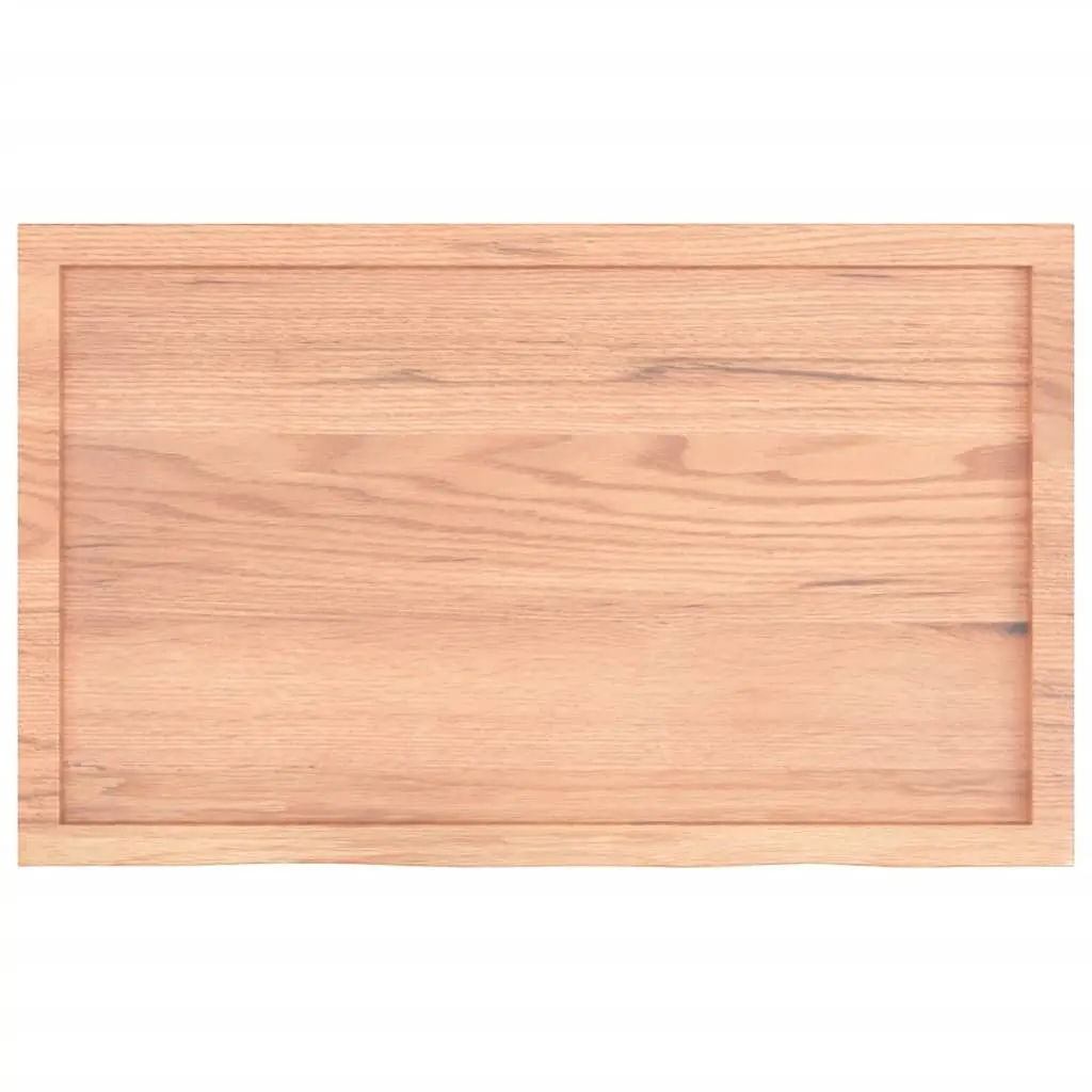 Wooden Table Top Solid Oak Light Brown 100x60x4 cm Handcrafted Live Edge