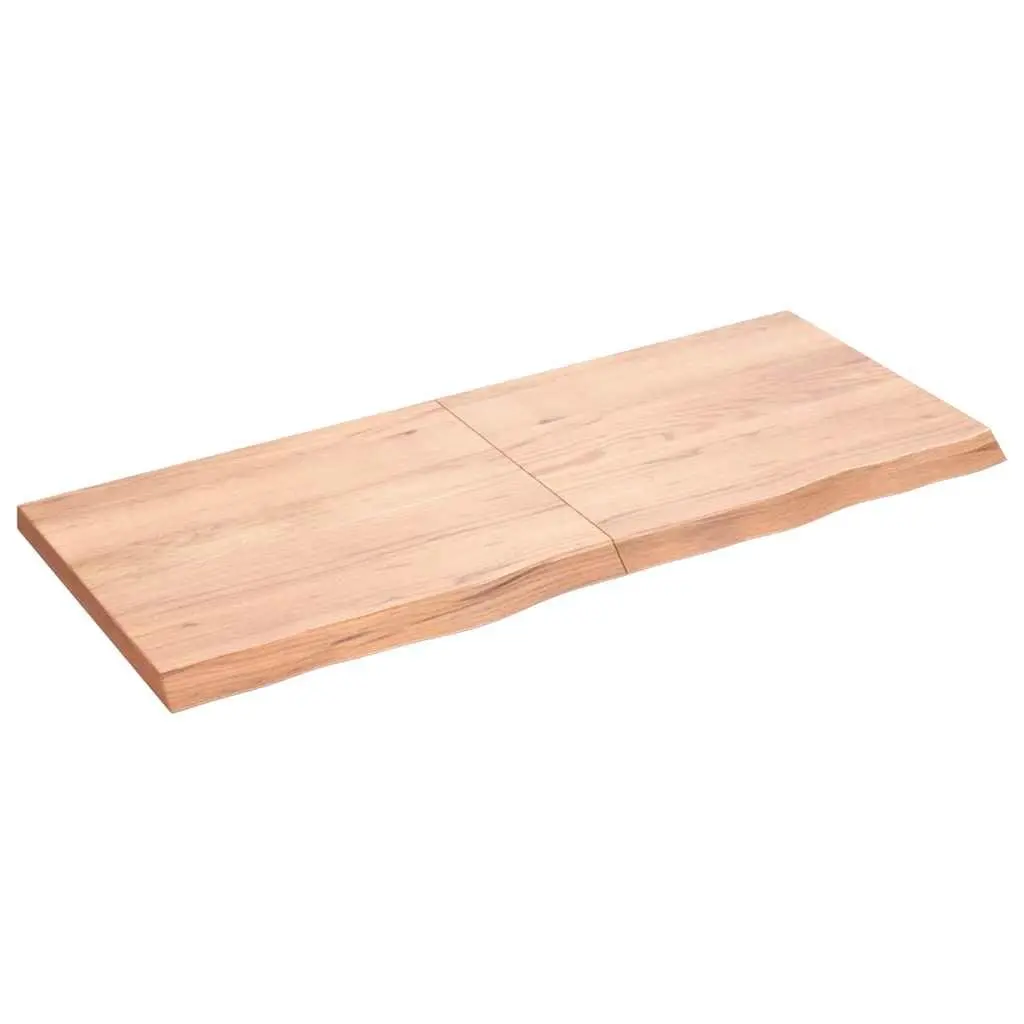 Solid Oak Wood Table Top Live Edge 120x50cm Brown Varnished