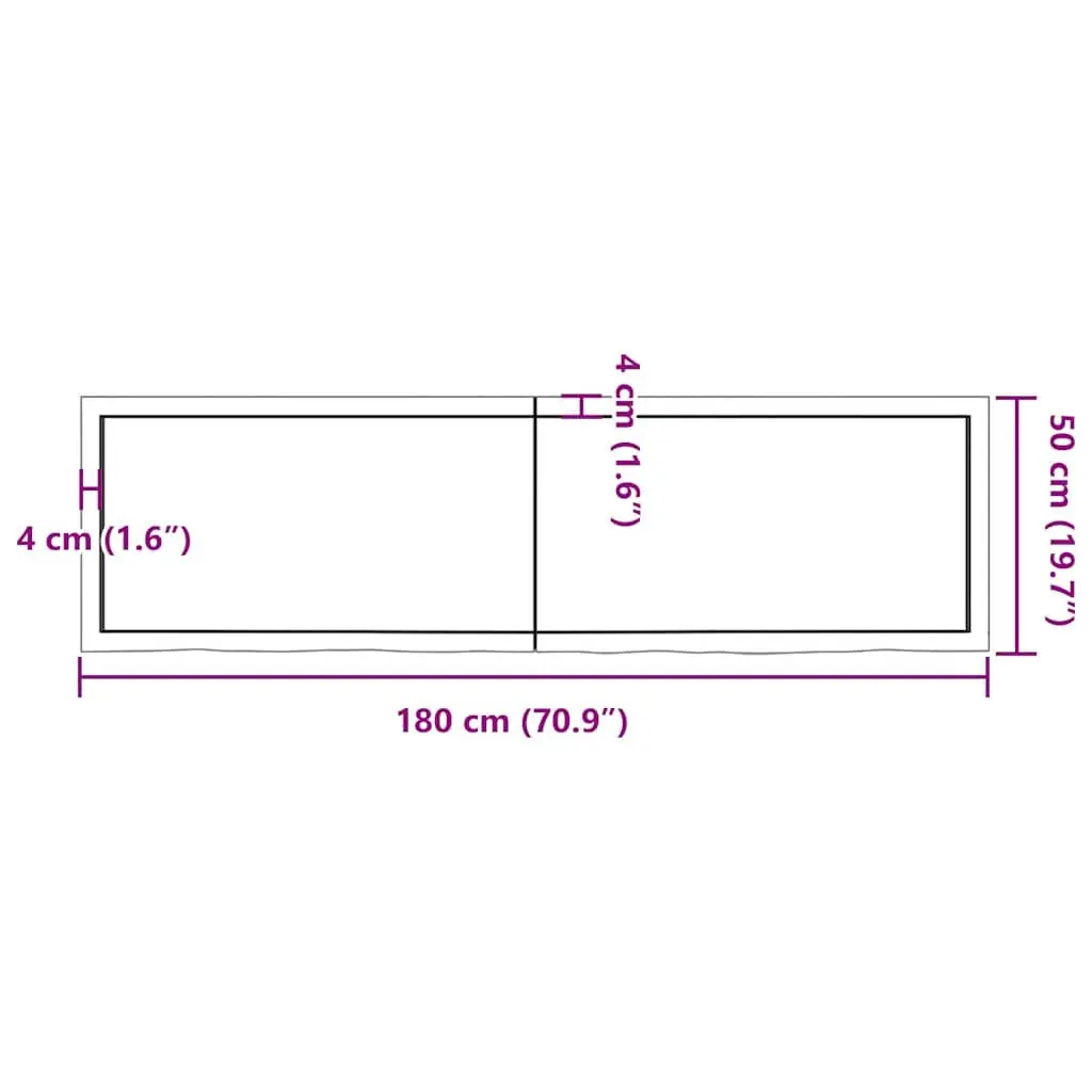 Solid Oak Wood Table Top Brown Replacement Board 180x50x6 cm Folding Desktop