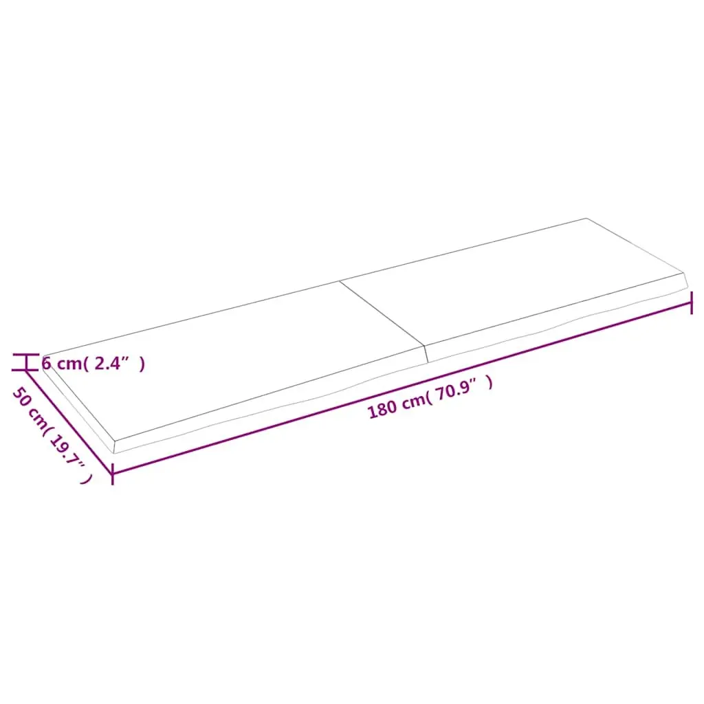 Solid Oak Wood Table Top Brown Replacement Board 180x50x6 cm Folding Desktop