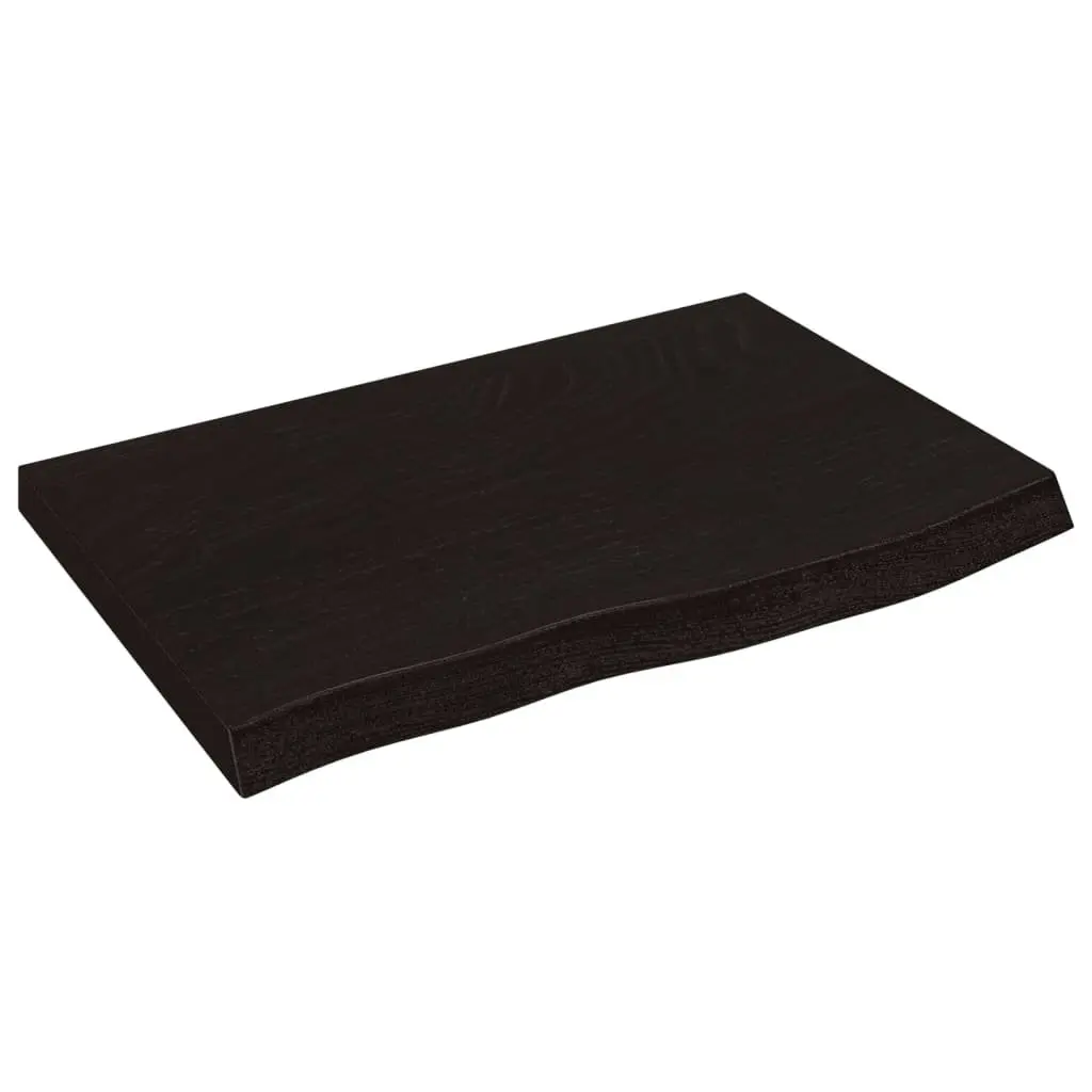 Table Top Dark Brown Treated Solid Oak Wood 60x40x4 cm Replacement Kitchen