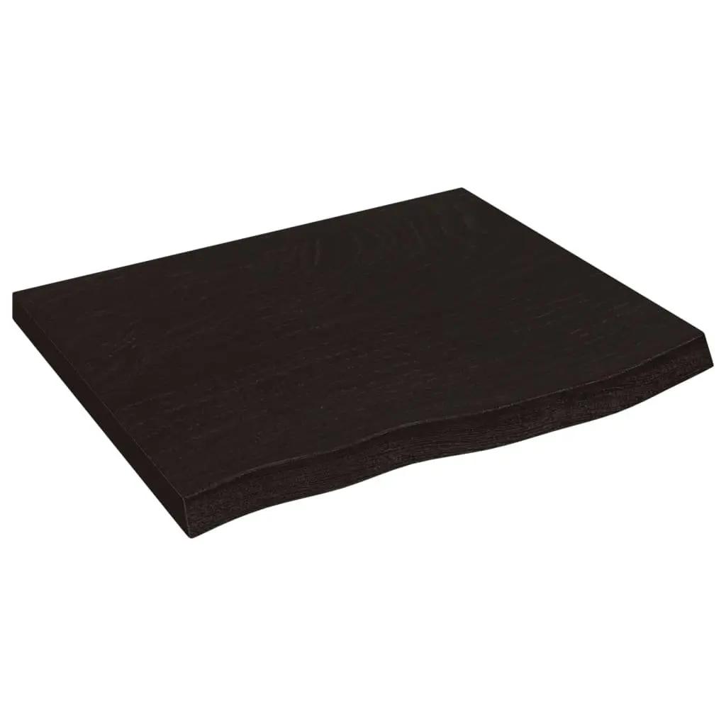 Table Top Dark Brown 60x50x4cm Solid Oak Wood Treated Handmade Live Edge