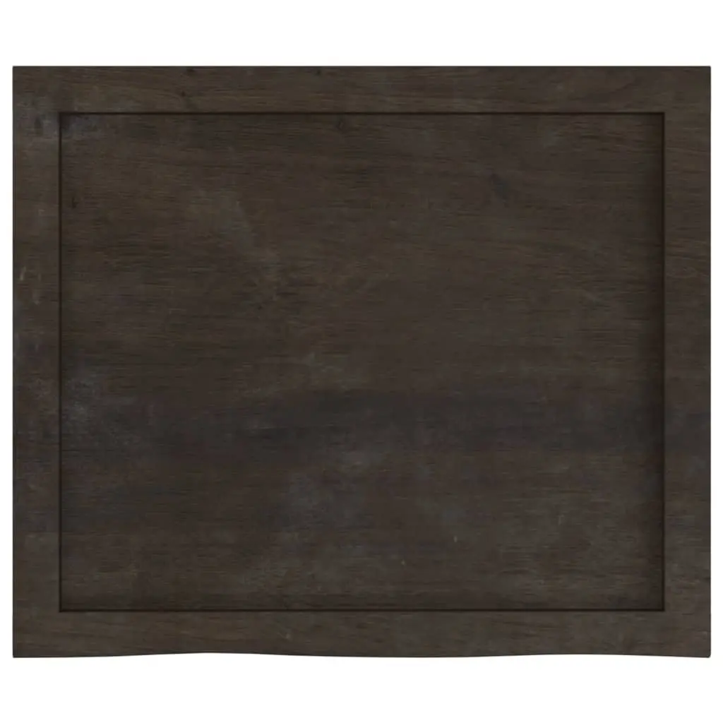 Table Top Dark Brown 60x50x4cm Solid Oak Wood Treated Handmade Live Edge