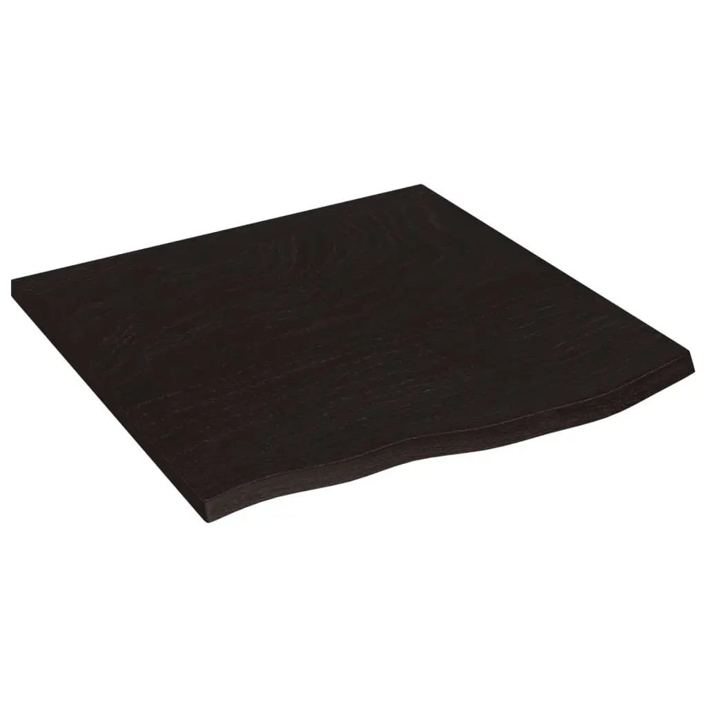 Table Top Handcrafted Live Edge Dark Brown 60x60x2 cm Solid Oak Wood