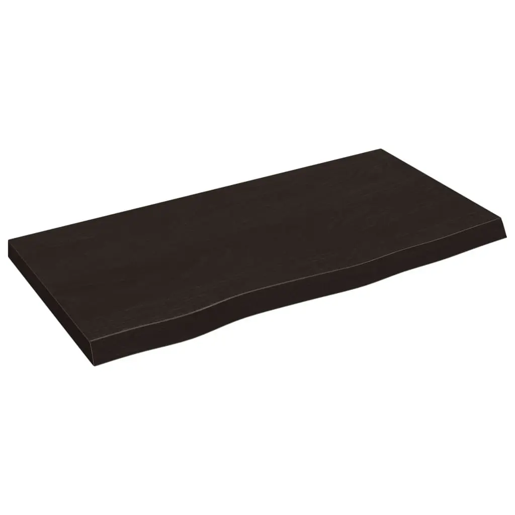 Solid Oak Table Top 80x40x4 cm Dark Brown Treated Surface