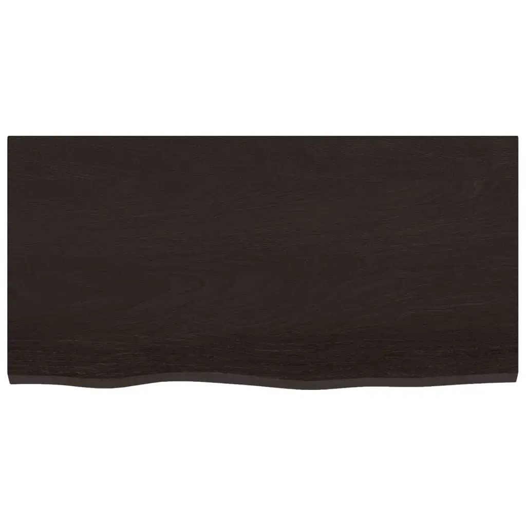 Solid Oak Table Top 80x40x4 cm Dark Brown Treated Surface