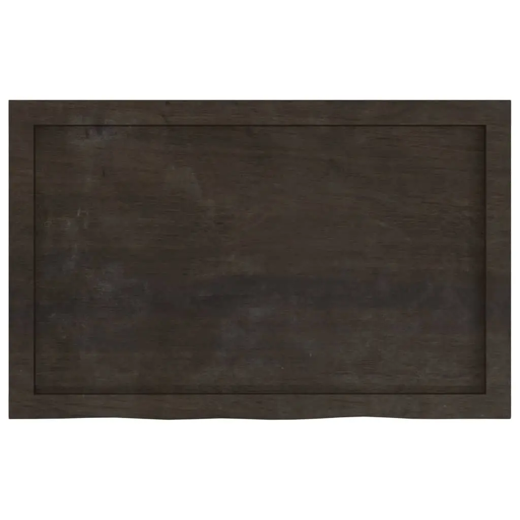 Table Top Dark Brown Solid Oak Wood Handmade Live Edge 80x50x6 cm