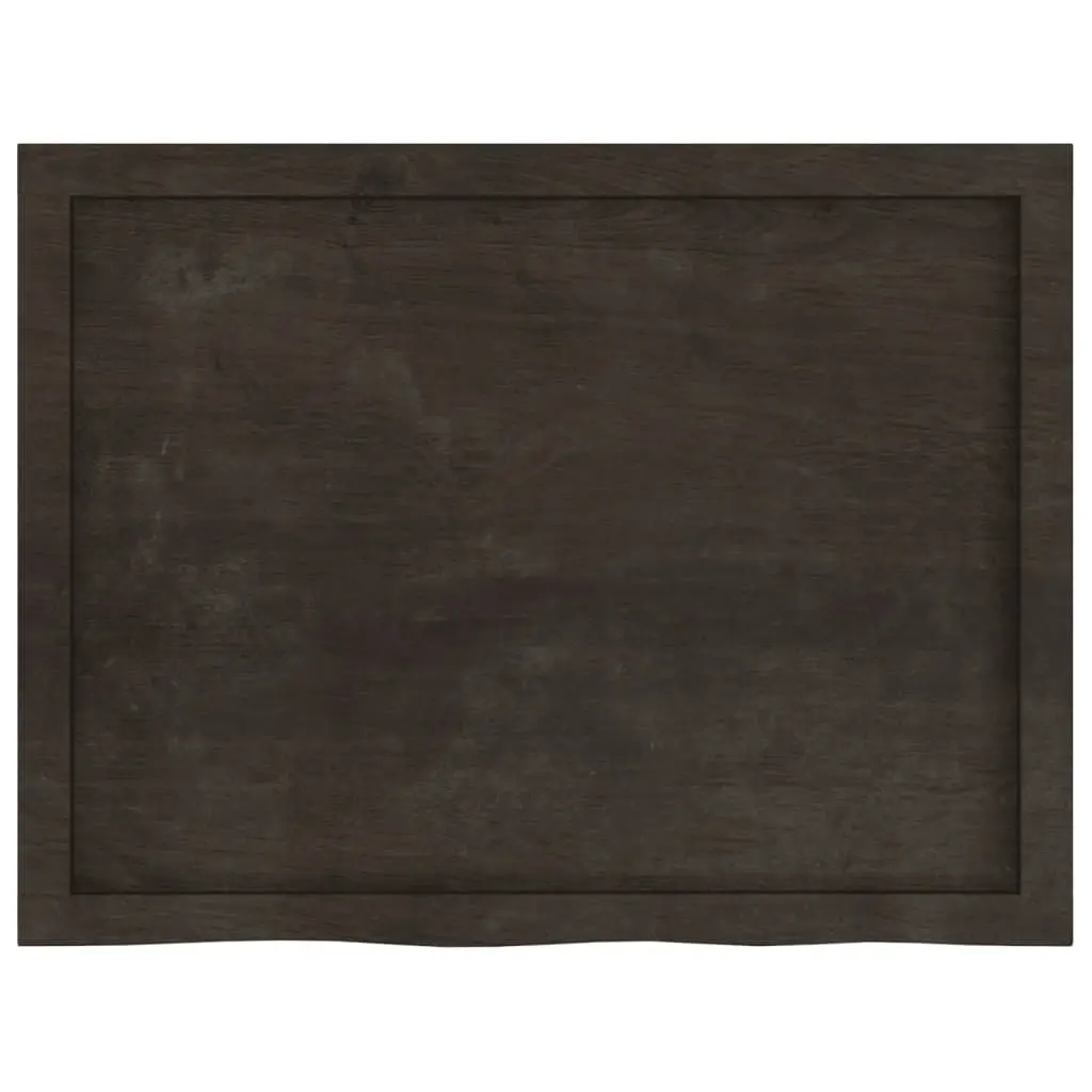 Wooden Table Top Dark Brown Solid Oak Treated Surface Replacement 80x60x6 cm