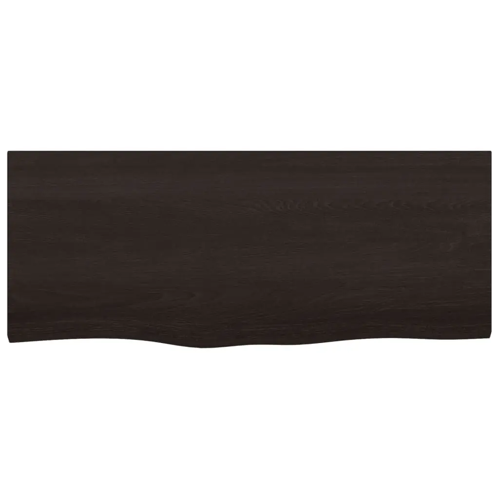 Handcrafted Solid Oak Table Top Live Edge Treated Dark Brown 100x40cm