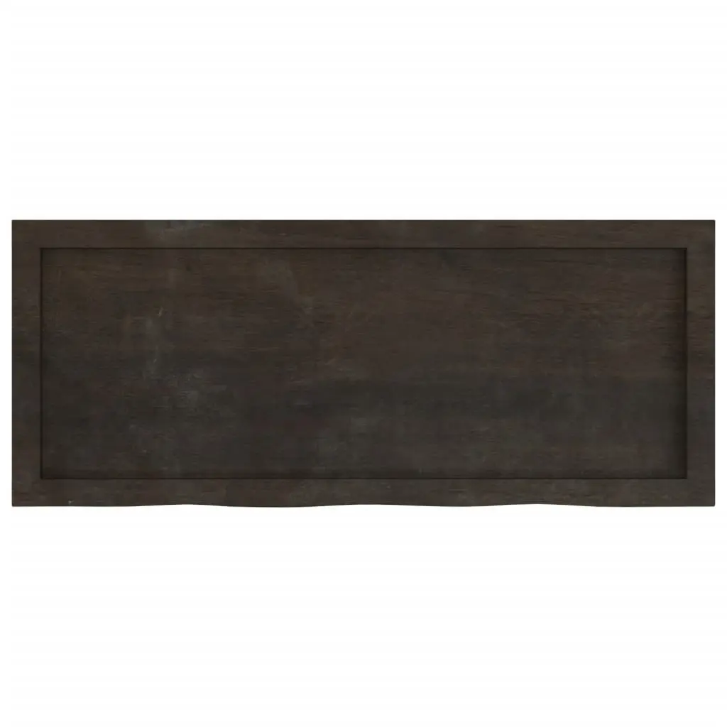 Handcrafted Solid Oak Table Top Live Edge Treated Dark Brown 100x40cm