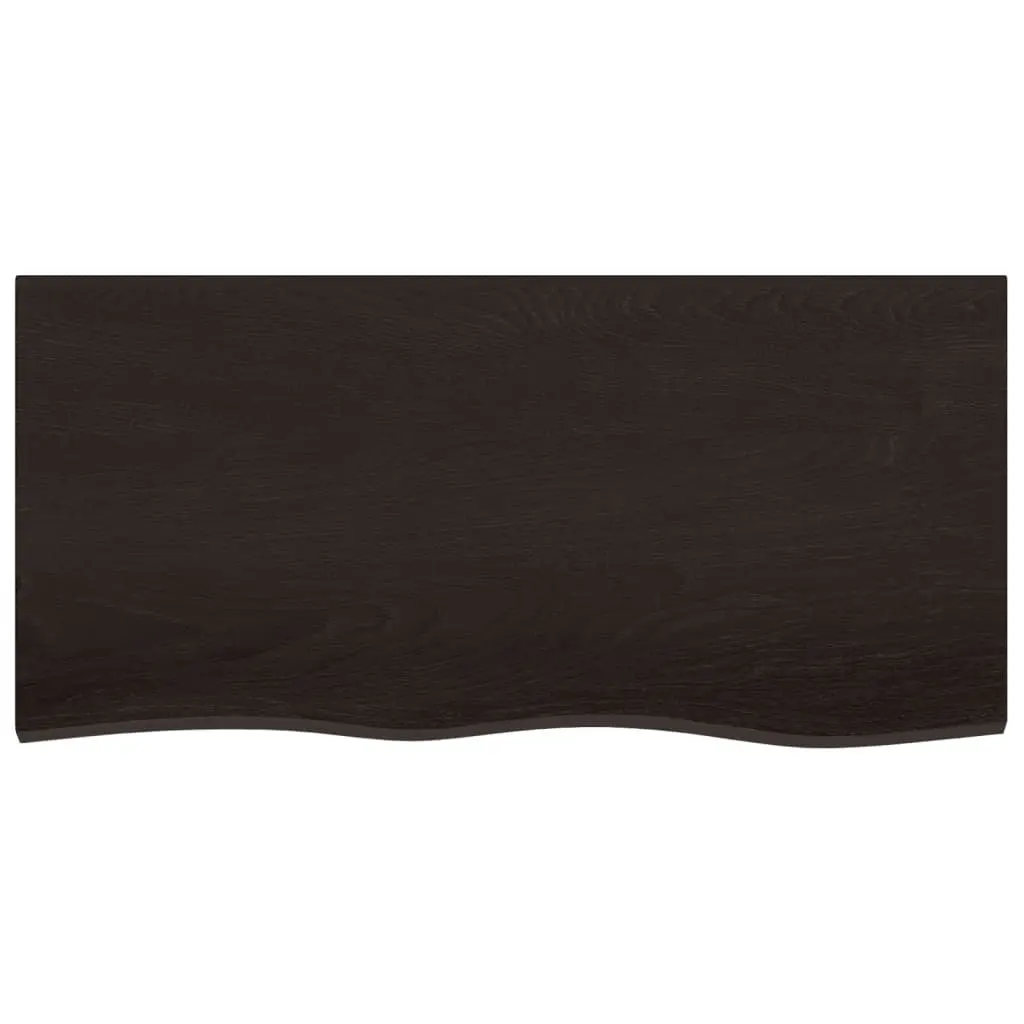 Solid Oak Tabletop 100x50x2cm in Dark Brown