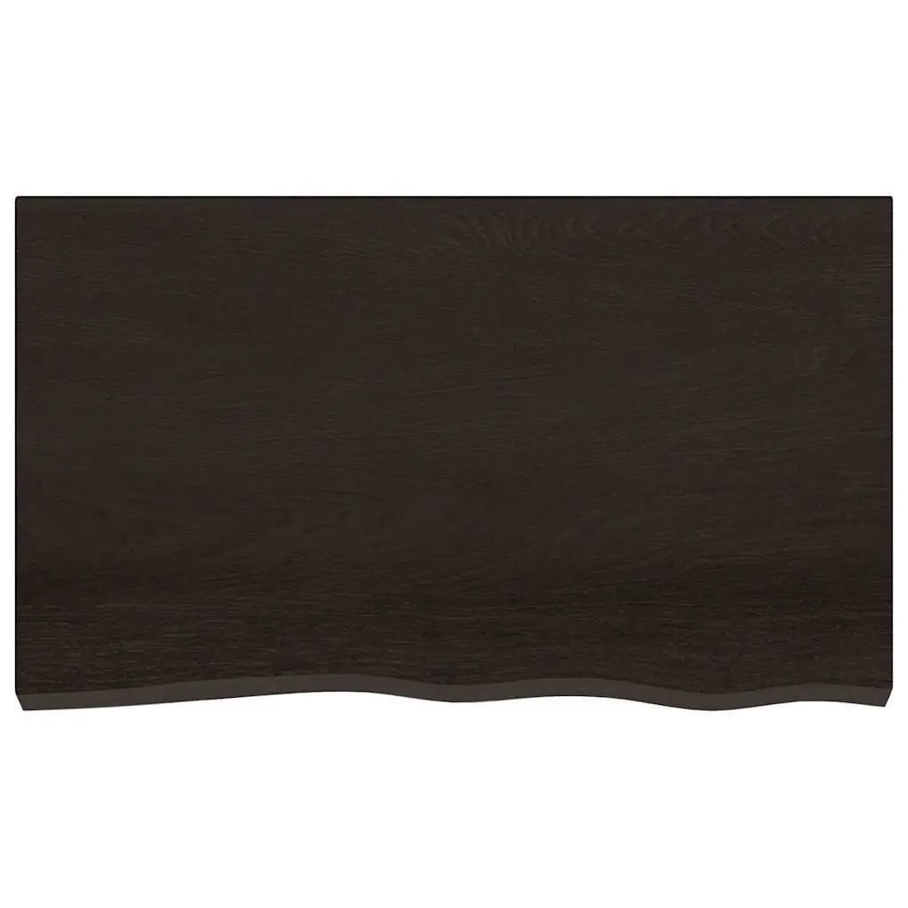 Wooden Table Top Handmade Live Edge 100x60x6cm Dark Brown Solid Oak