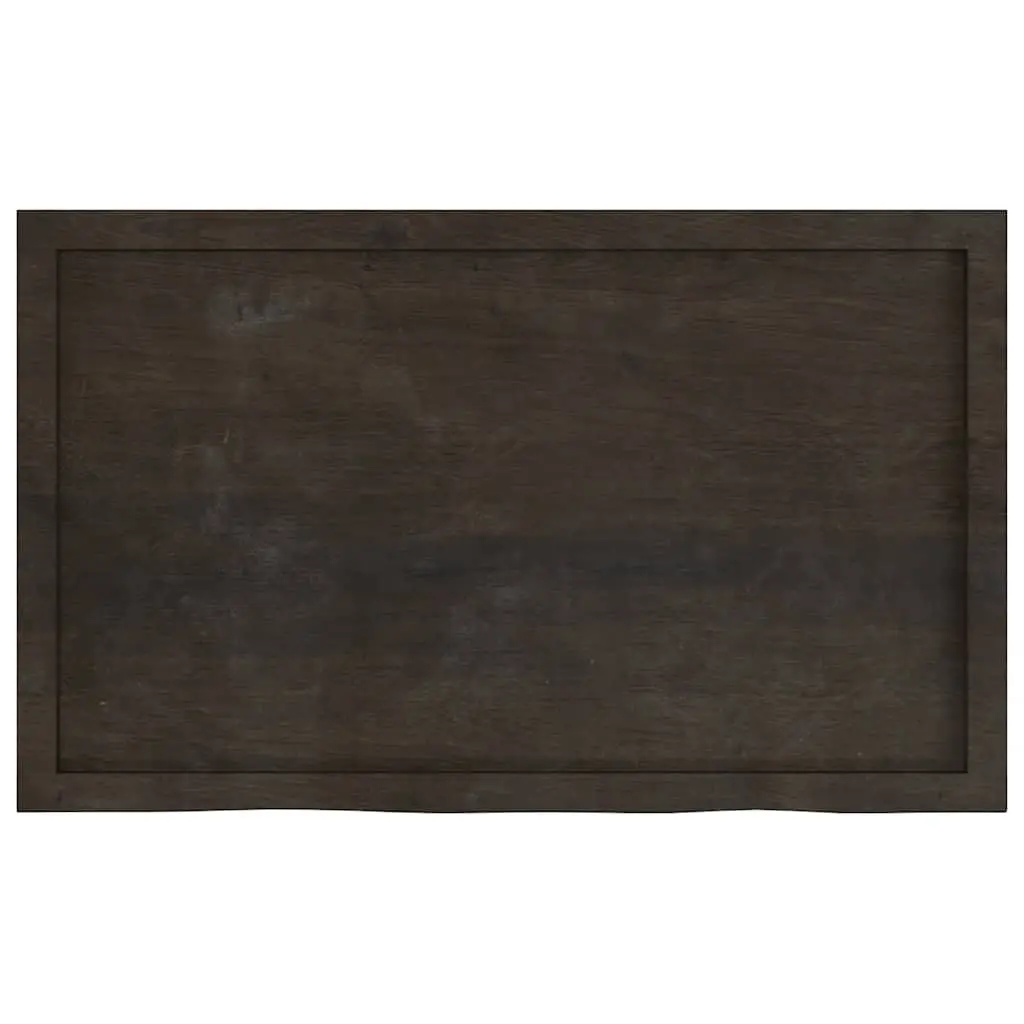 Wooden Table Top Handmade Live Edge 100x60x6cm Dark Brown Solid Oak