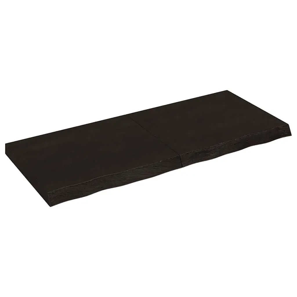 Solid Oak Wood Table Top Dark Brown Treated 120x50cm Foldable Live Edge