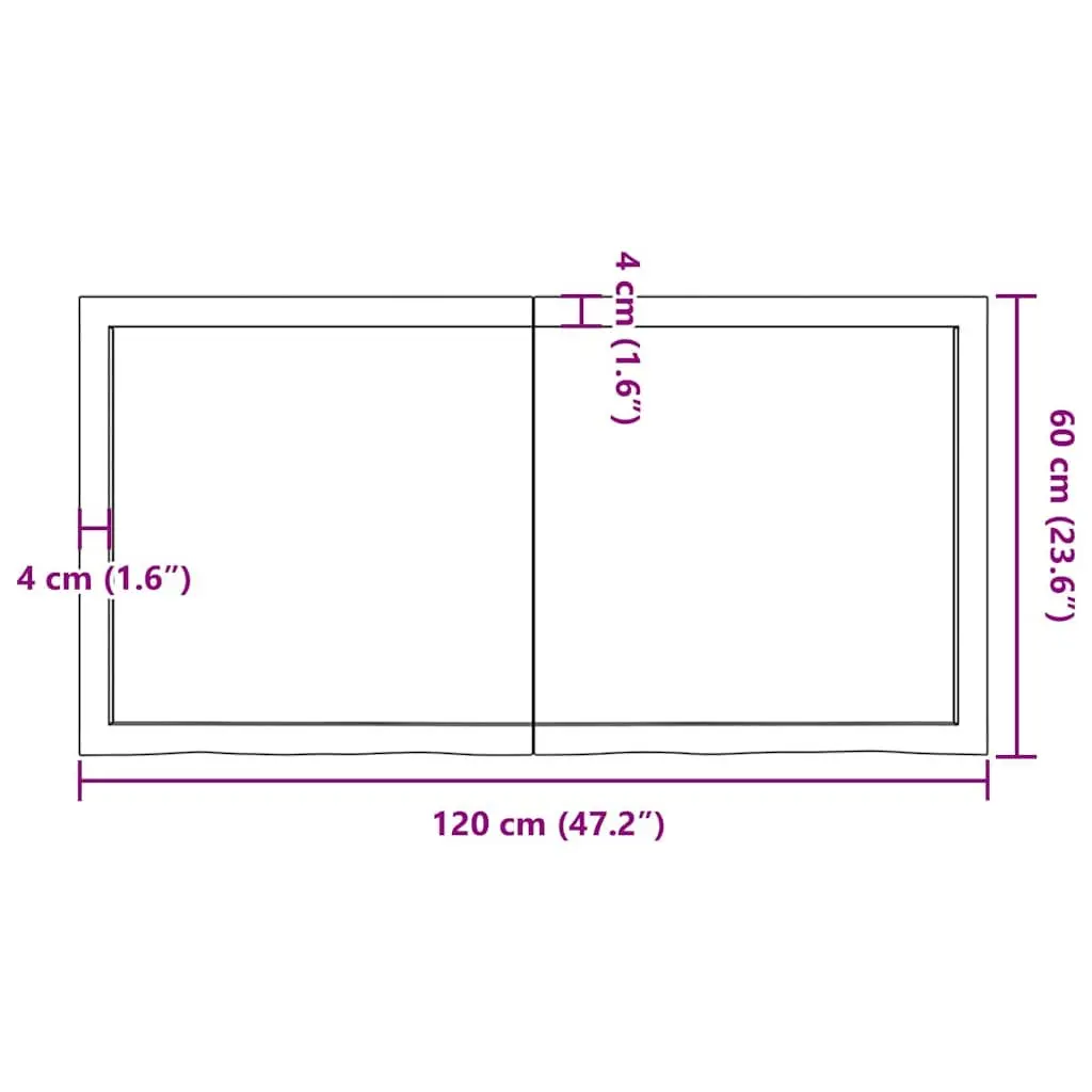 Solid Oak Wood Table Top Dark Brown 120x60cm Treated Folding Replacement Board