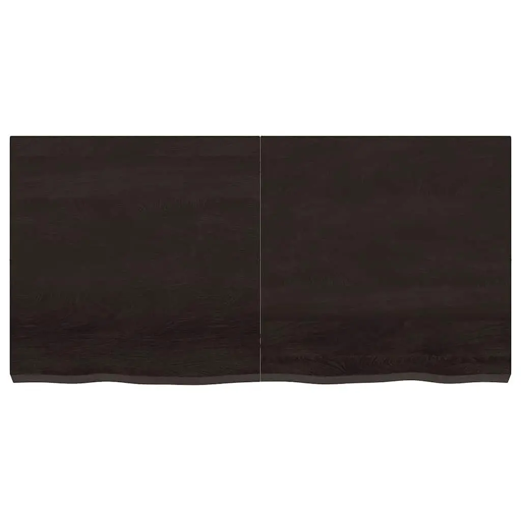 Solid Oak Wood Table Top Dark Brown 120x60cm Folding Live Edge