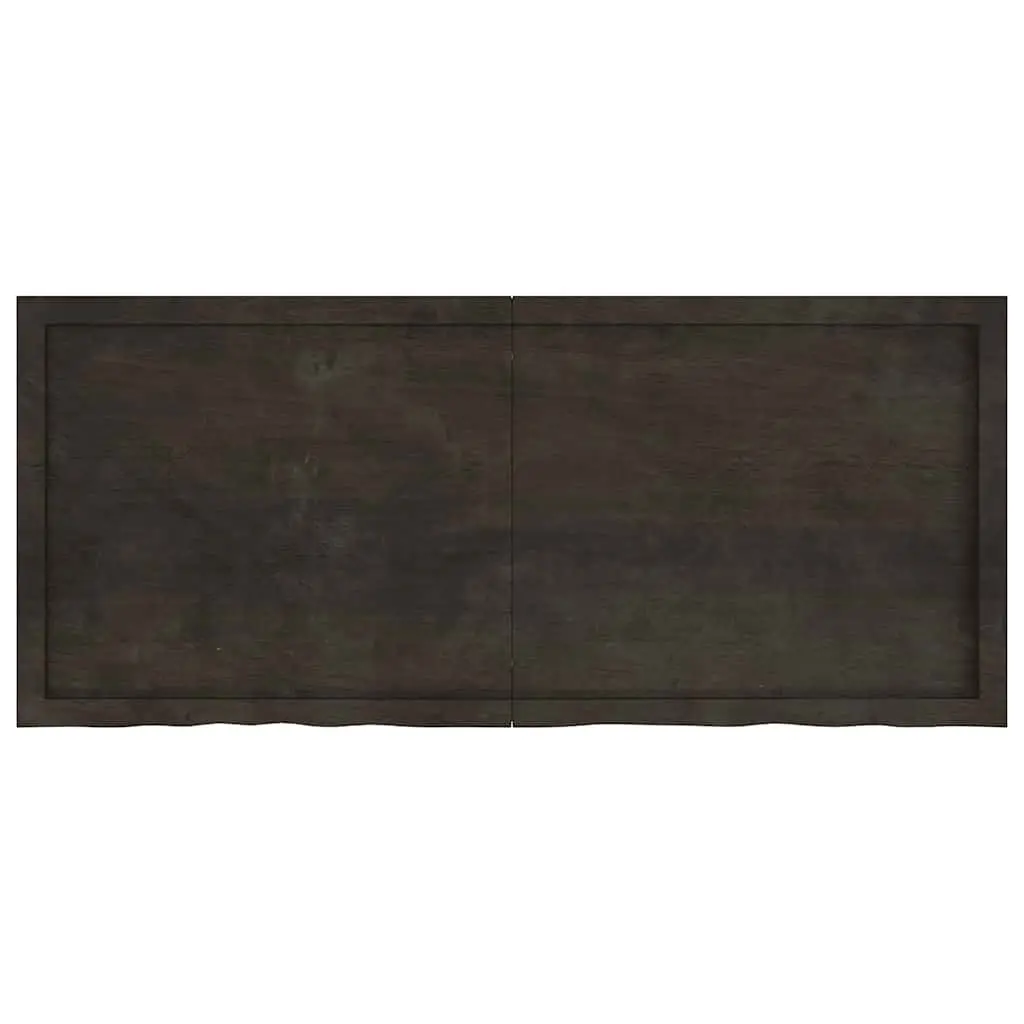 Wooden Table Top Solid Oak Live Edge 140x60cm Dark Brown