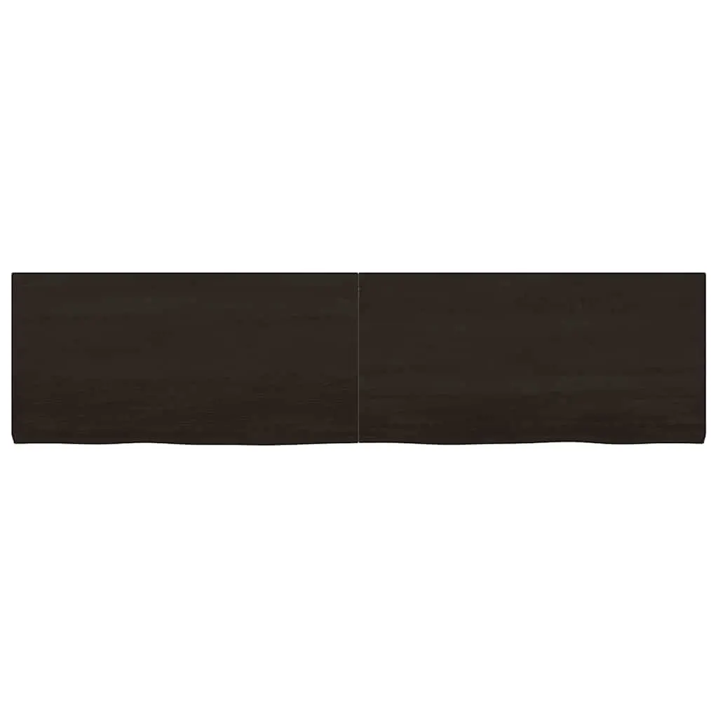 Solid Oak Wood Table Top Handcrafted Live Edge Dark Brown 160x40cm