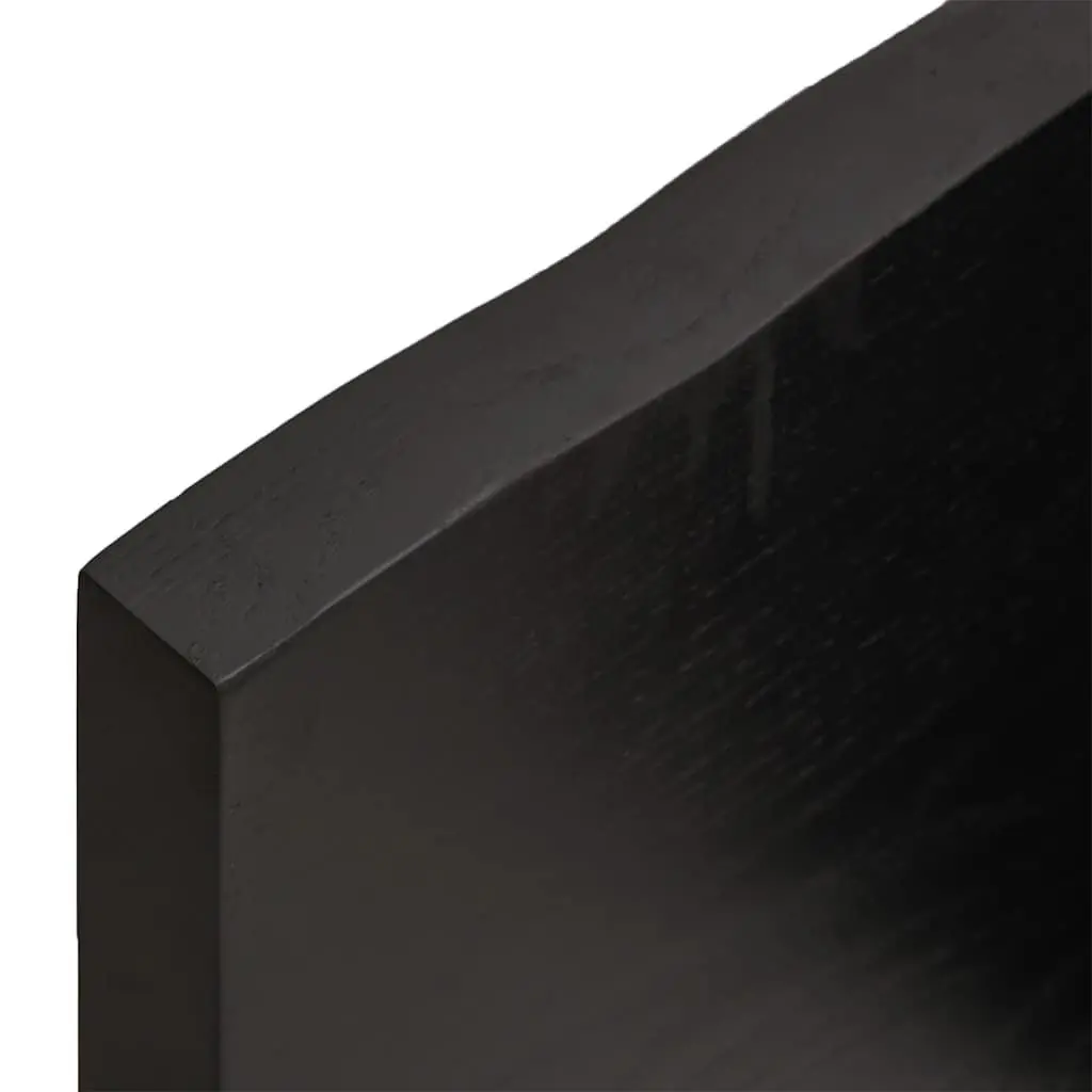 Solid Oak Wood Table Top Handcrafted Live Edge Dark Brown 160x40cm