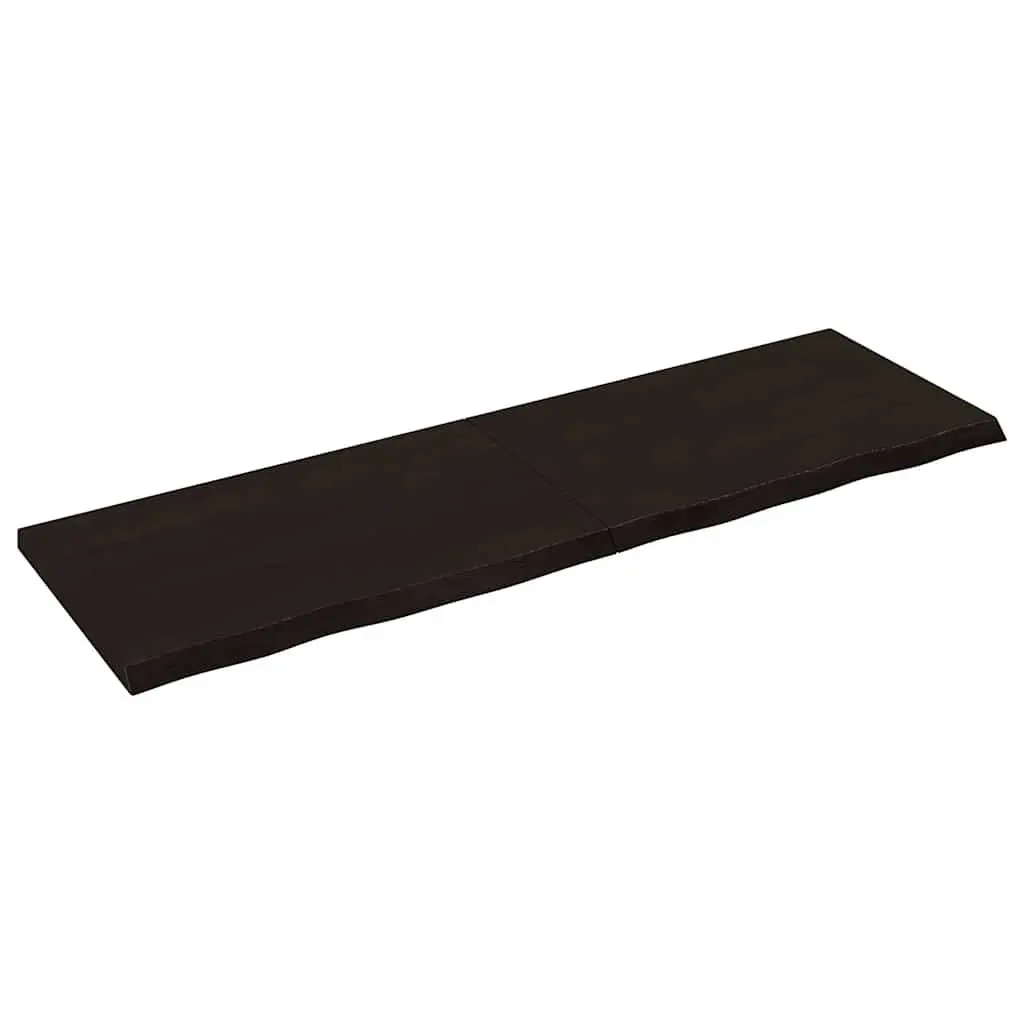 Solid Oak Wood Table Top Dark Brown 160x50x4 cm Treated Live Edge Handmade