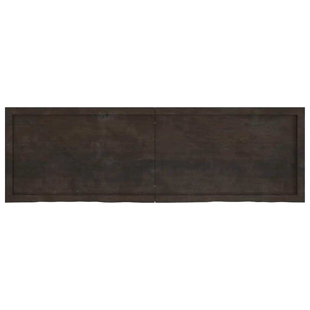 Solid Oak Wood Table Top Dark Brown 160x50x4 cm Treated Live Edge Handmade