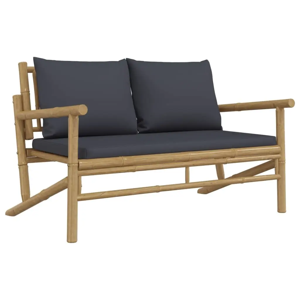 5 Piece Bamboo Garden Lounge Set Outdoor Furniture with Cushions Brown