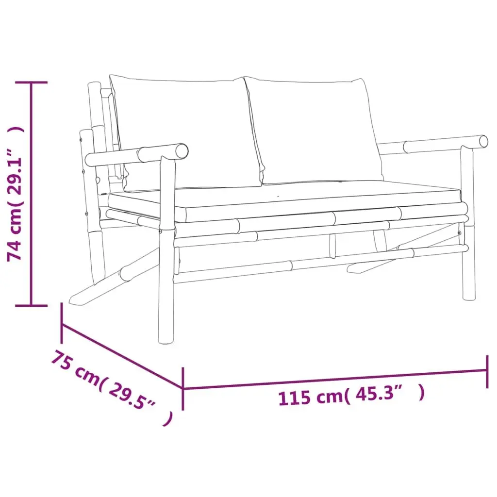 5 Piece Bamboo Garden Lounge Set Outdoor Furniture with Cushions Brown