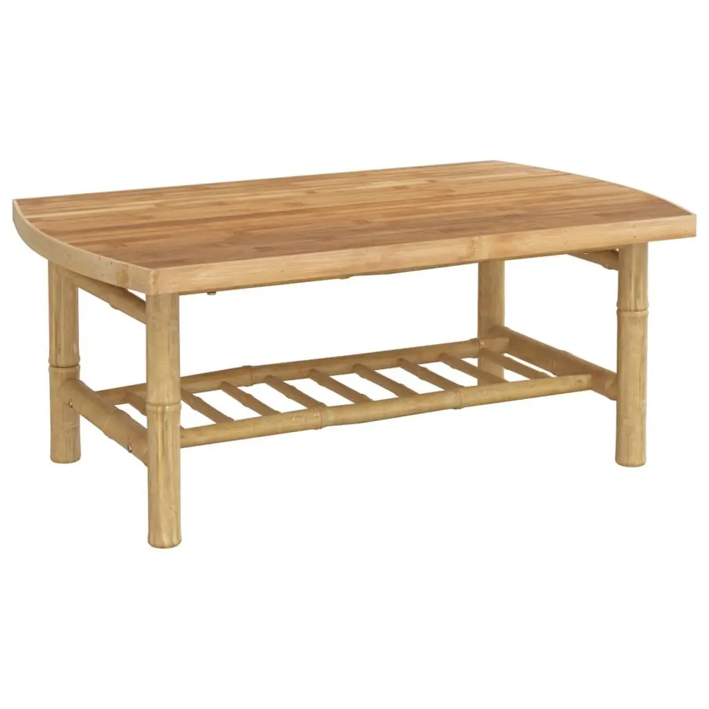 3 Piece Bamboo Garden Lounge Set Outdoor Furniture with Cream Cushions