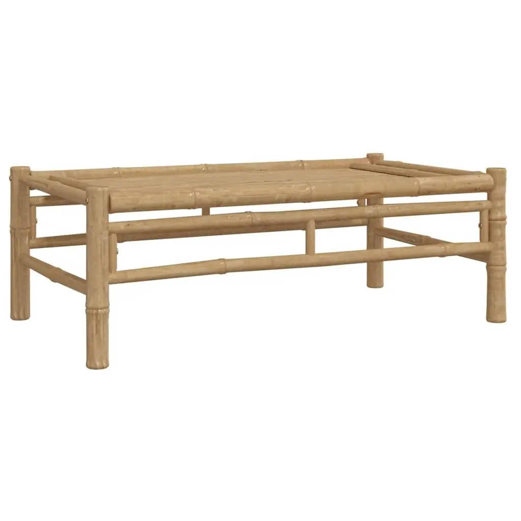 3 Piece Outdoor Bamboo Lounge Set with Brown Frame and Cream Cushions for Garden or Patio