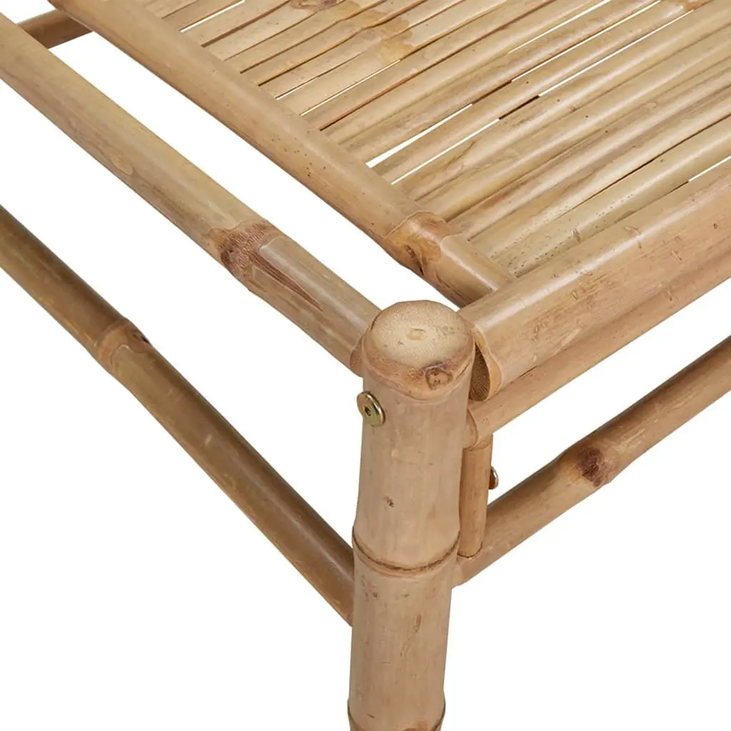 3 Piece Outdoor Bamboo Lounge Set with Brown Frame and Cream Cushions for Garden or Patio