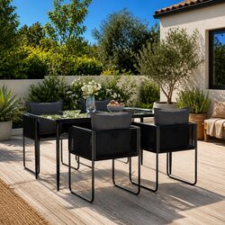 Friendly 5 Piece Outdoor Dining Set with Glass Top