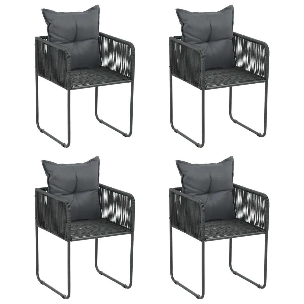 5 Piece Garden Dining Set Weather Resistant PE Rattan Steel Frame Tempered Glass Top