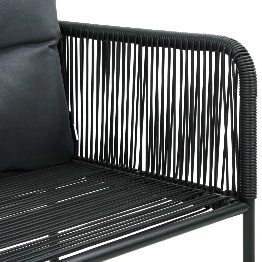 7 Piece Outdoor Dining Furniture Set Black PE Rattan Steel Frame