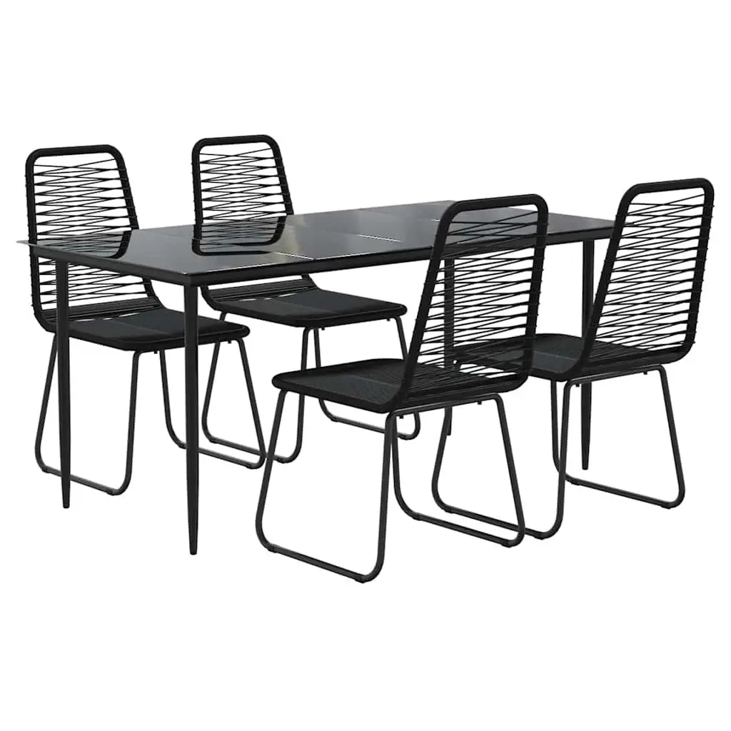 Garden Dining Set 5 Piece Outdoor Furniture Black Patio Rattan Table Chairs