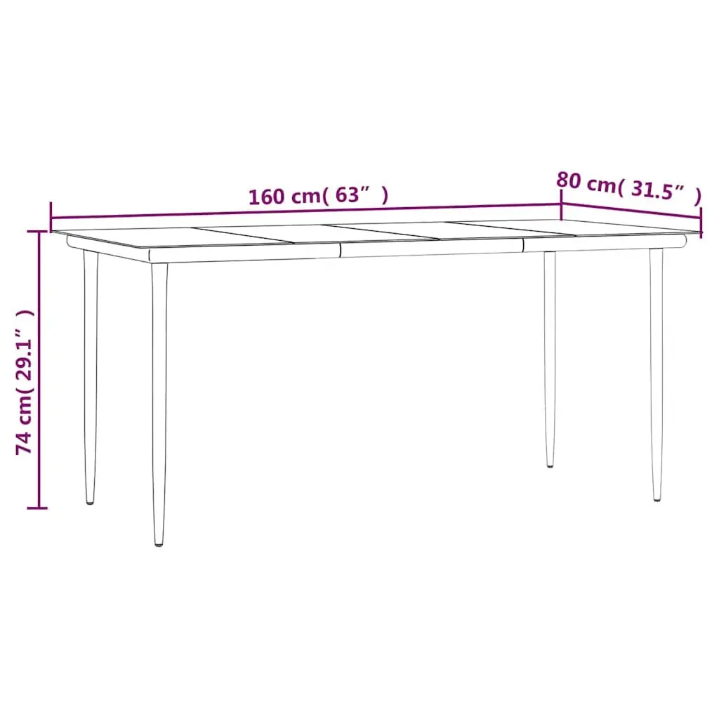 7 Piece Garden Dining Set Black Cotton Rope Steel Outdoor Patio Furniture