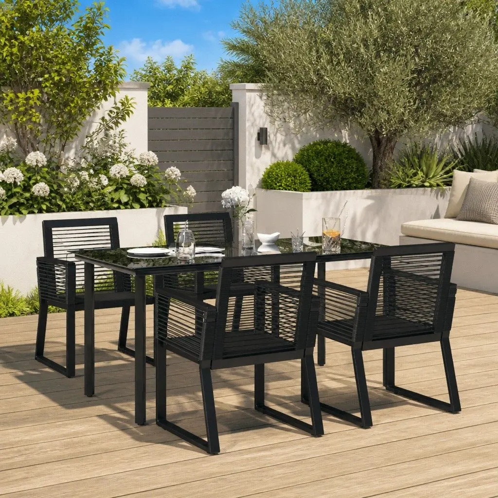 5 Piece Black Rattan Dining Set