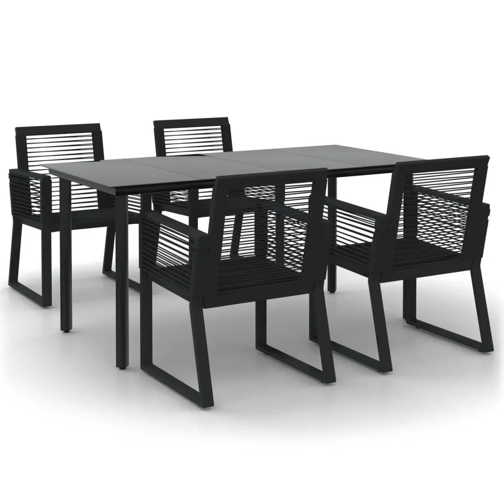 5 Piece Black Rattan Dining Set