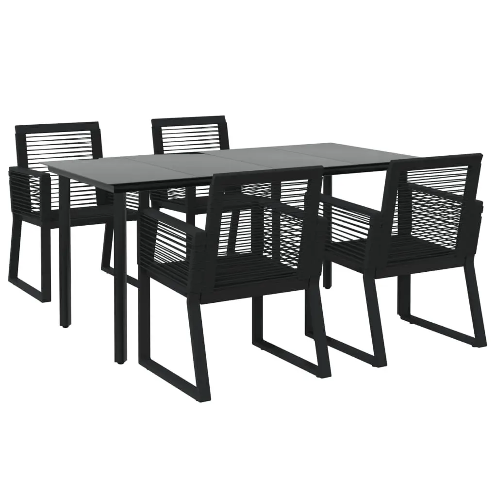 5 Piece Black Rattan Dining Set