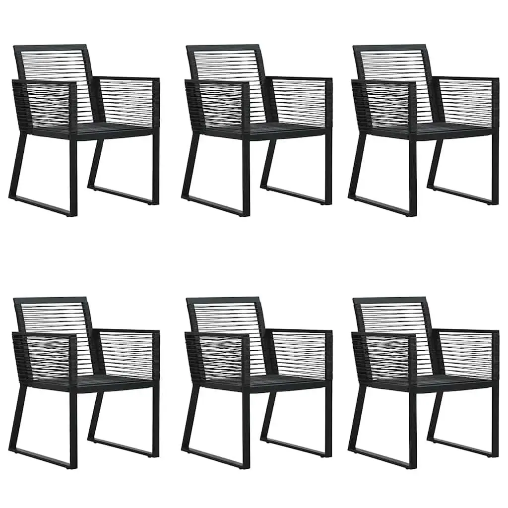 Outdoor Dining Set 7 Pieces Weather Resistant Black Rattan Chairs Table