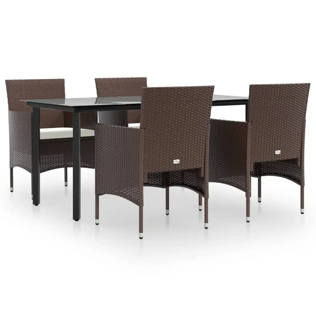 Garden Dining Set 5 Piece Weather Resistant PE Rattan Table Chairs Cushions