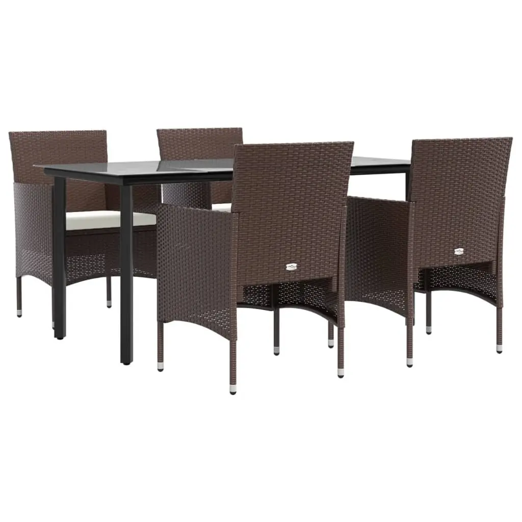 Garden Dining Set 5 Piece Weather Resistant PE Rattan Table Chairs Cushions