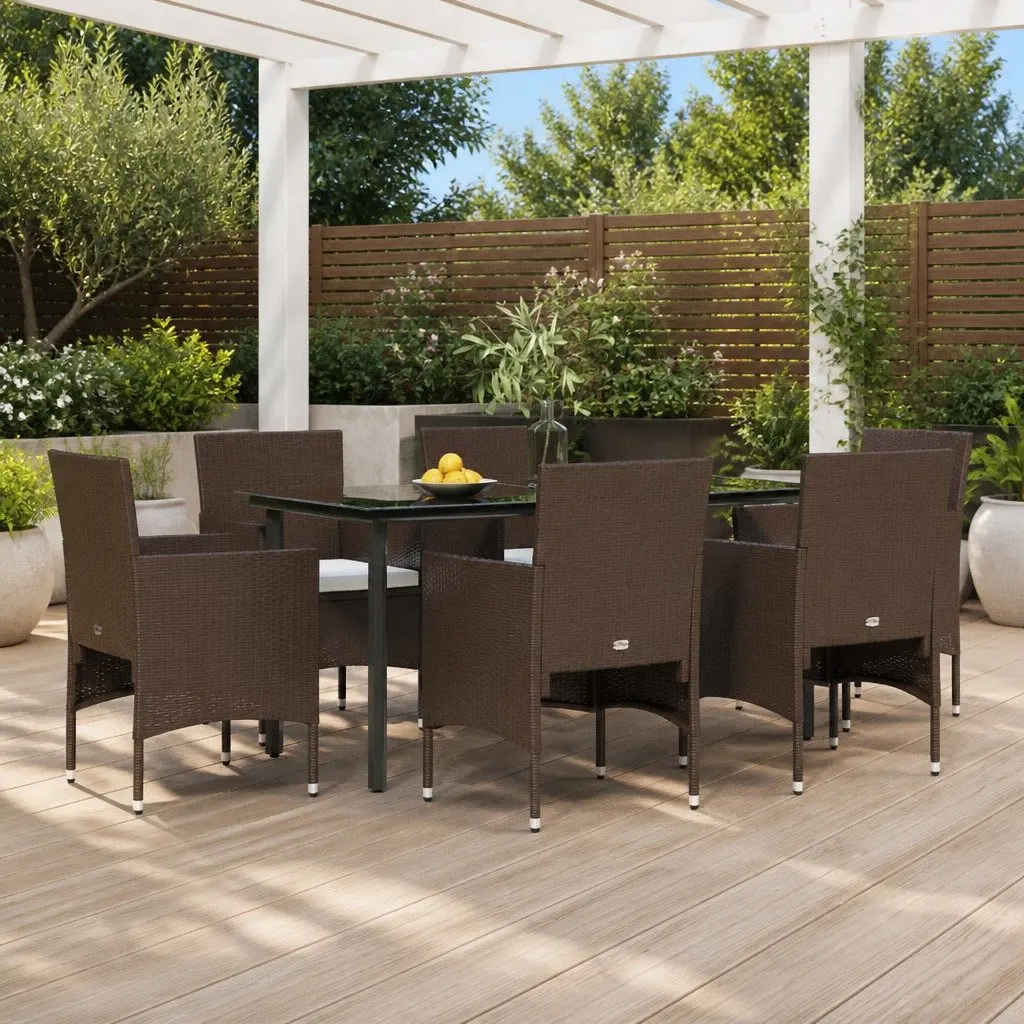 7 Piece Garden Dining Set with Cushioned Seating